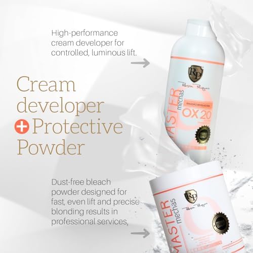 Close-up view of the ingredients and instructions on the Robson Peluquero professional blonding set.
