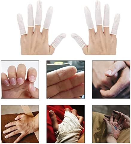 Ultra thin white rubber cots worn during detailed DIY jewelry making