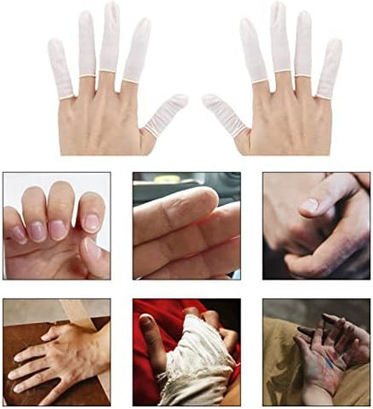 Ultra thin white rubber cots worn during detailed DIY jewelry making