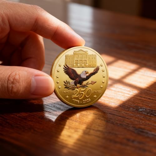 Premium heavy-weight metal challenge coin with red white and blue enamel finish details.