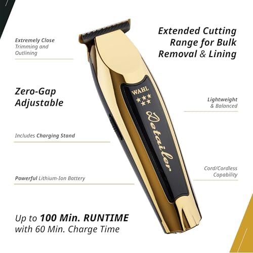 Wahl Professional Sterling Mag hair trimmer resting on its premium automatic recharge docking stand