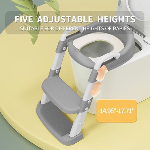 Bonbay toddler toilet seat with step stool showing the reinforced rubber anti-skid pads on the base.