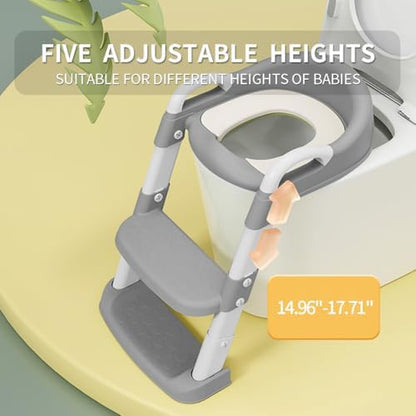 Bonbay toddler toilet seat with step stool showing the reinforced rubber anti-skid pads on the base.
