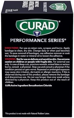 Curad first aid antibacterial bandages box showing the assortment of colorful styles including black green and orange