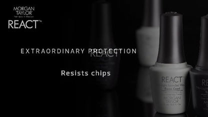 Clear hybrid liquid base coat formula in a professional glass bottle with an Italian brush applicator.