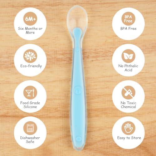 Vicloon first stage baby spoons pack organized by color for toddler feeding