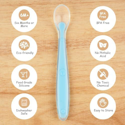 Vicloon first stage baby spoons pack organized by color for toddler feeding