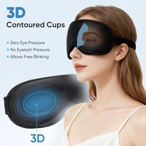 Adjustable strap detail on Azang black sleep mask for women and men