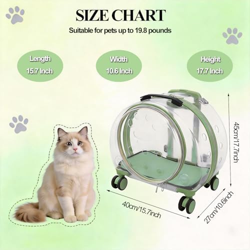 Cat Backpack Carrier, Transparent & Breathable Cat Carrier with Wheels, Large Space Bubble Pet Backpack for Kitty Dog Bunny Up to 20lbs, Multiple Carrying Options, Perfect for Traveling/Taking a Walk - Image 3