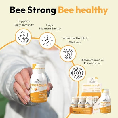 Bee And You propolis shot ingredients list and nutritional label