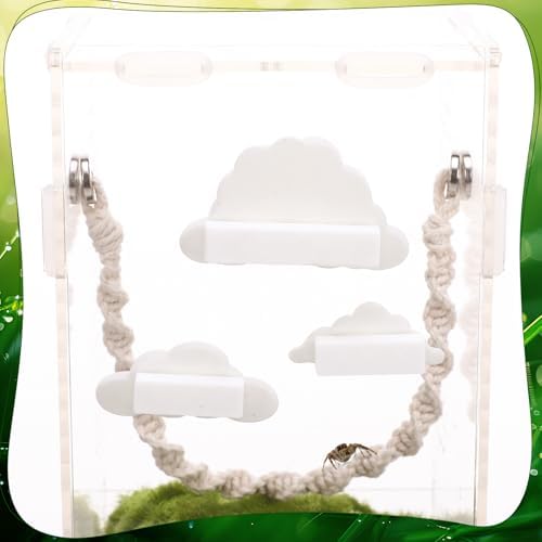 Jumping Spider Enclosure Accessories Kit 5 PCS - Include Cloud Platforms with Magnetic Mounting for Climbing, Feeding and Decorating, Natural Jumping Spider Rope Bridge Swings for Medium Spider Tanks - Image 4
