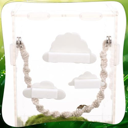 Jumping Spider Enclosure Accessories Kit 5 PCS - Include Cloud Platforms with Magnetic Mounting for Climbing, Feeding and Decorating, Natural Jumping Spider Rope Bridge Swings for Medium Spider Tanks - Image 4