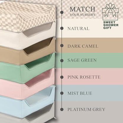 Top view of cream colored vegan leather diaper changing pad