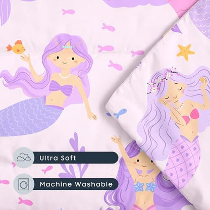 Wake In Cloud mermaid nap mat secured tightly onto a standard daycare sleeping cot.