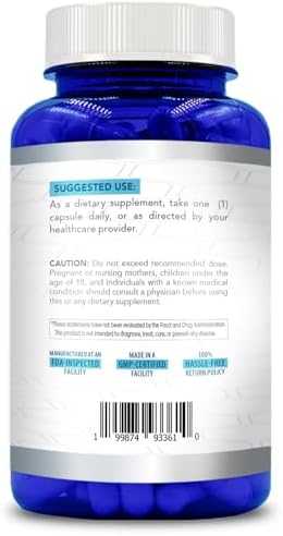 Supplement facts label on the back of the Healing Awakening antioxidant complex bottle