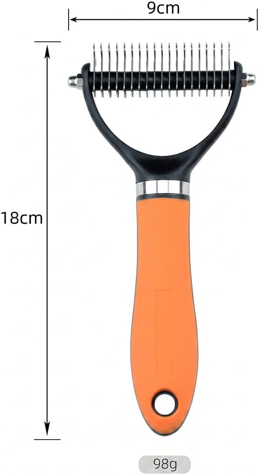 Asfanst non slip orange pet grooming rake standing upright