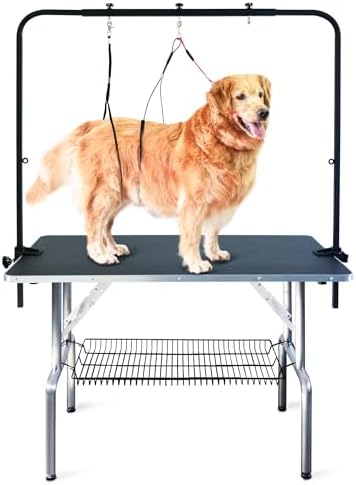 Shelandy grooming table with overhead arm and leashes
