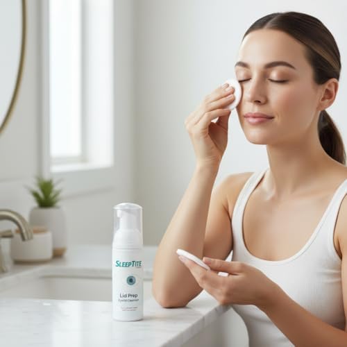 Eyelid cleanser foam for makeup and oil removal before nighttime sleep.