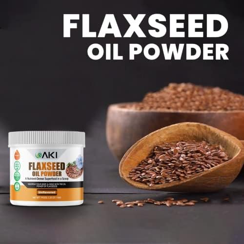 Back label of Aki Organic flaxseed oil supplement showing nutritional profile