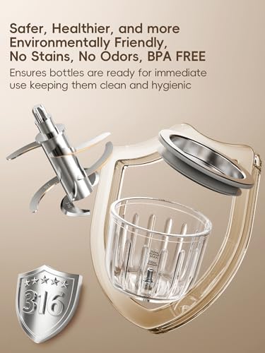 Felizbebe baby food mill grinder showing food reservoir filling and secure locking mechanism