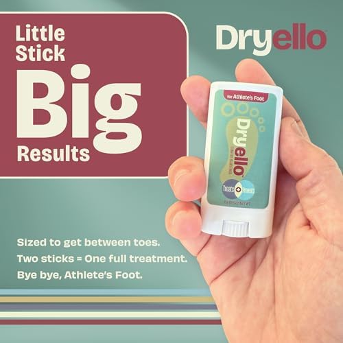 Two pack bundle of Dryello antifungal sticks for athlete's foot relief demonstrating the easy glide-on design.