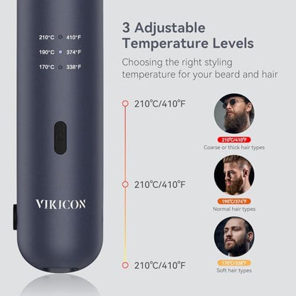 VIKICON cordless styling iron close up view of the three tenths inch ceramic floating plates