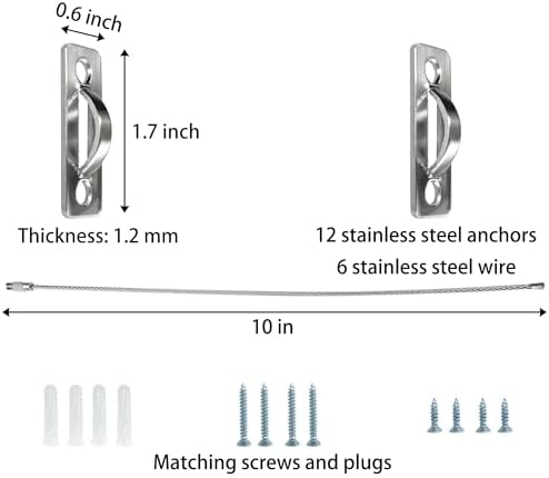 Omypuehen stainless steel furniture secure anchors packaging layout showing all six sets