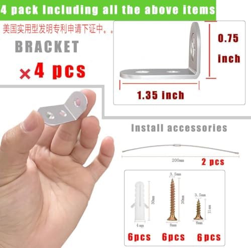 Heavy duty anti tip safety anchor components including screws and metal brackets laid out neatly.
