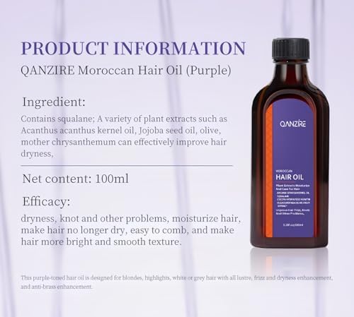Before and after visualization of damaged brittle hair repaired with purple hair treatment oil
