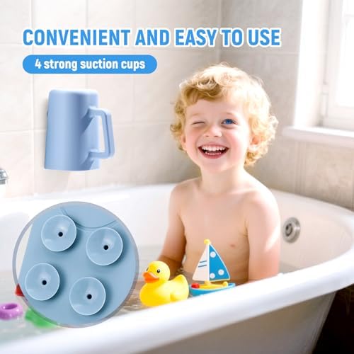 JOY ANAN baby bath rinse cup being used to pour water gently during toddler bath time.