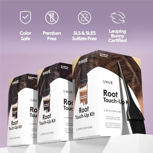 dpHUE permanent hair color before and after gray root application demonstration