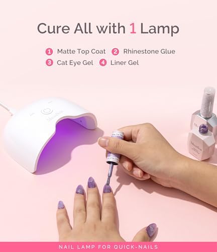 MelodySusie mini gel nail curing lamp packed in a travel bag demonstrating its portability.