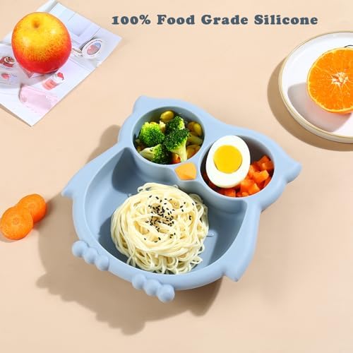 PandaEar BPA free silicone baby plate on a high chair