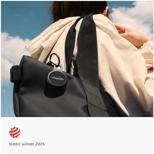 Smart key finder being paired with a smartphone screen displaying the tracking app.