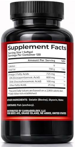 Cannabiology Omega 3 dietary supplement label details
