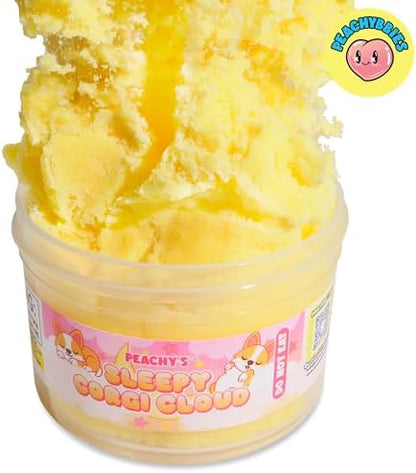 Peachybbies Sleepy Corgi Cloud Slime with dog charm and sprinkles