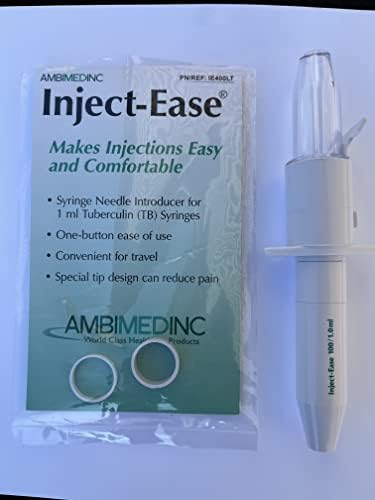 Handheld automatic injector for one milliliter TB syringes showing trigger button