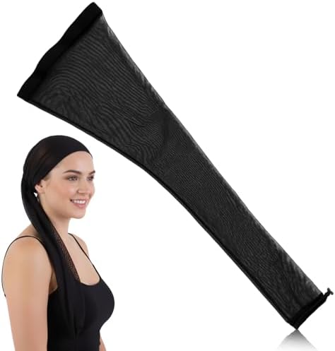 Generic hair weave sleeve for locs front view showing adjustable drawstring closure