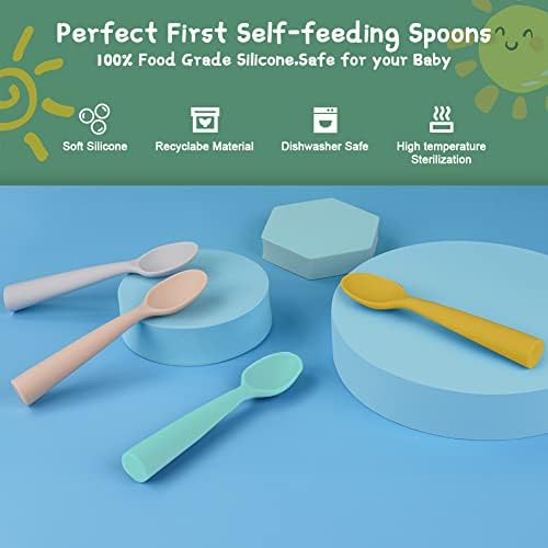 Chewproof silicone utensils for infant self feeding development
