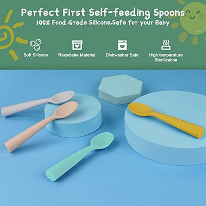 Chewproof silicone utensils for infant self feeding development