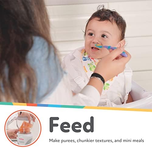 Nuby 22 piece baby food system freezer tray and microwave safe steaming basket accessory.