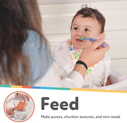 Nuby 22 piece baby food system freezer tray and microwave safe steaming basket accessory.