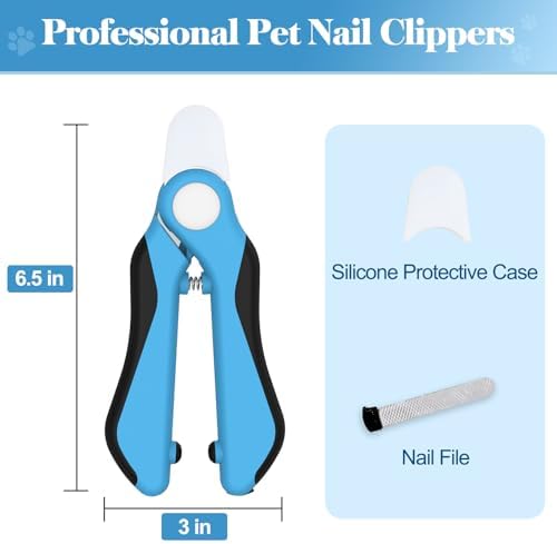 Swihauk professional pet claw clippers set including matching silver dog nail file tool.