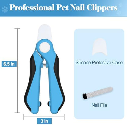 Swihauk professional pet claw clippers set including matching silver dog nail file tool.