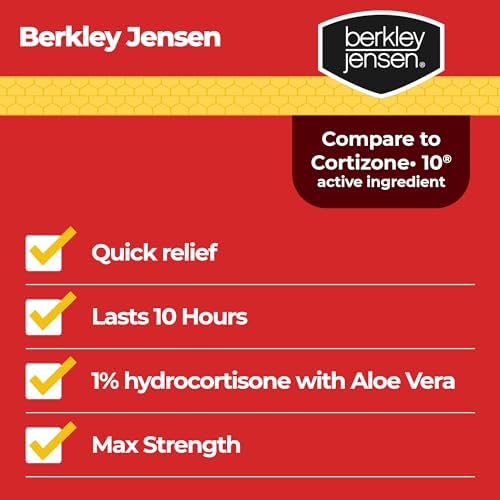 Two ounce tubes of Berkley Jensen 1% hydrocortisone cream with calming aloe vera.