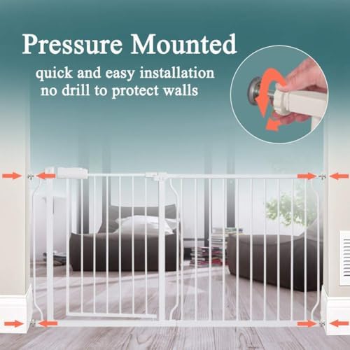 ALLAIBB durable metal pet dog gate showcasing the 180 degree two way open functionality
