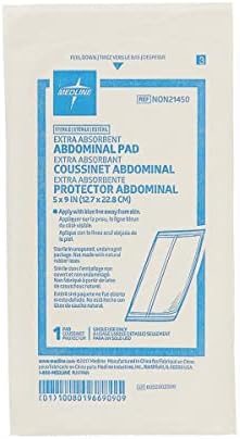 Rear view of the protective hydrophobic backing on the abdominal pad