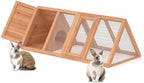 Rabbit Hutch, Small Chicken Coop Outdoor A-Frame Quail Cage with 2 Door & Run Cage Wooden Triangle Quail Hutch with Ventilating Wire Poultry Hutch for Small Animal (Wood) - Image 3