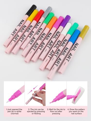 Set of Ebanku acrylic paint nail pens in packaging