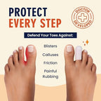 Close up of white silicone toe sleeves showing flexible medical grade gel texture.